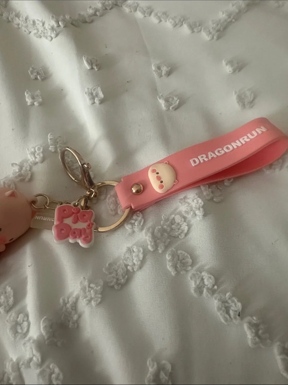 Cute Pink Pig Donut Keychain Charm